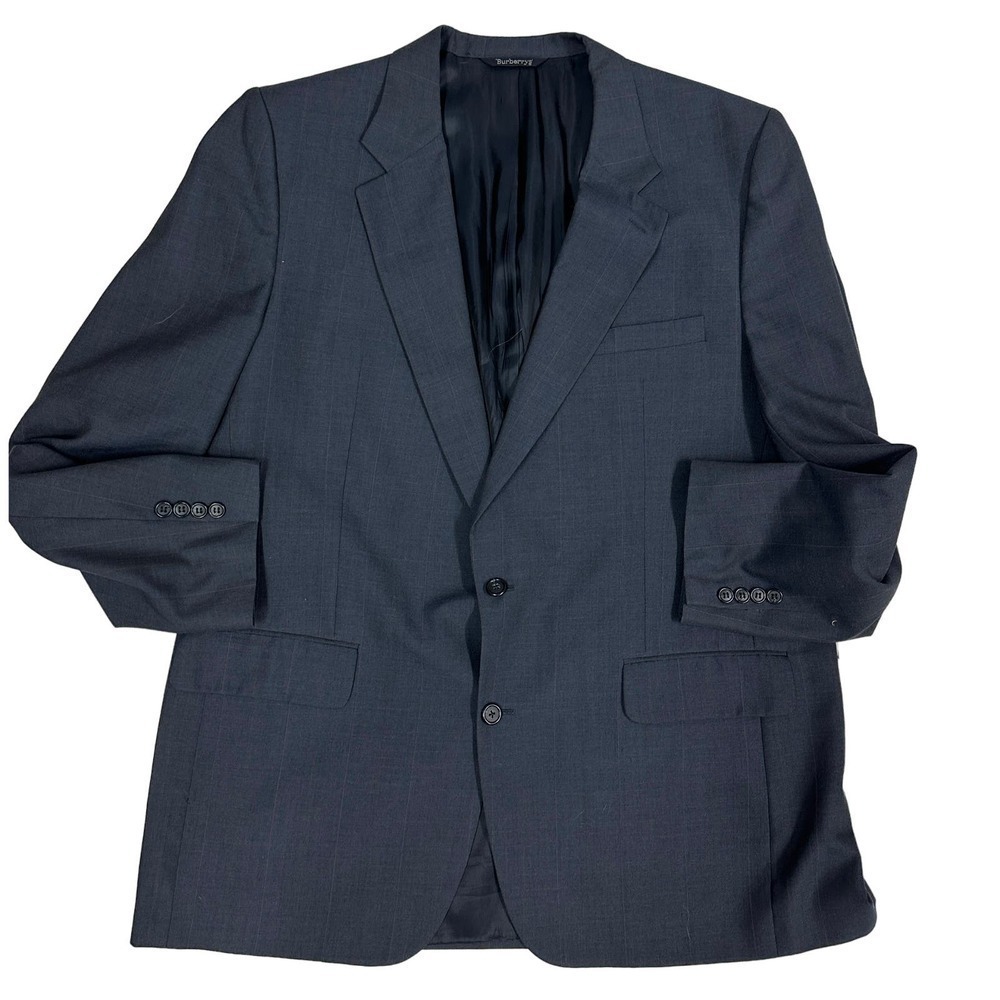 VTG Mens Burberrys' Suit Boyds Philadelphia Blue Wide Pinstripe Wool 48R - Picture 2 of 10